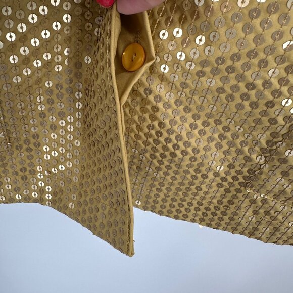 Sleeper Supernova Gold Sequined Button Front Shirt size M Medium Oversized - Picture 6 of 8